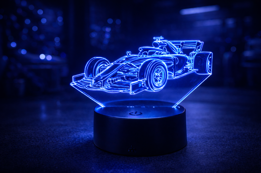 Lampă LED 3D Mașină de Formula 1 – Iluminare Multicolor Design Racing
