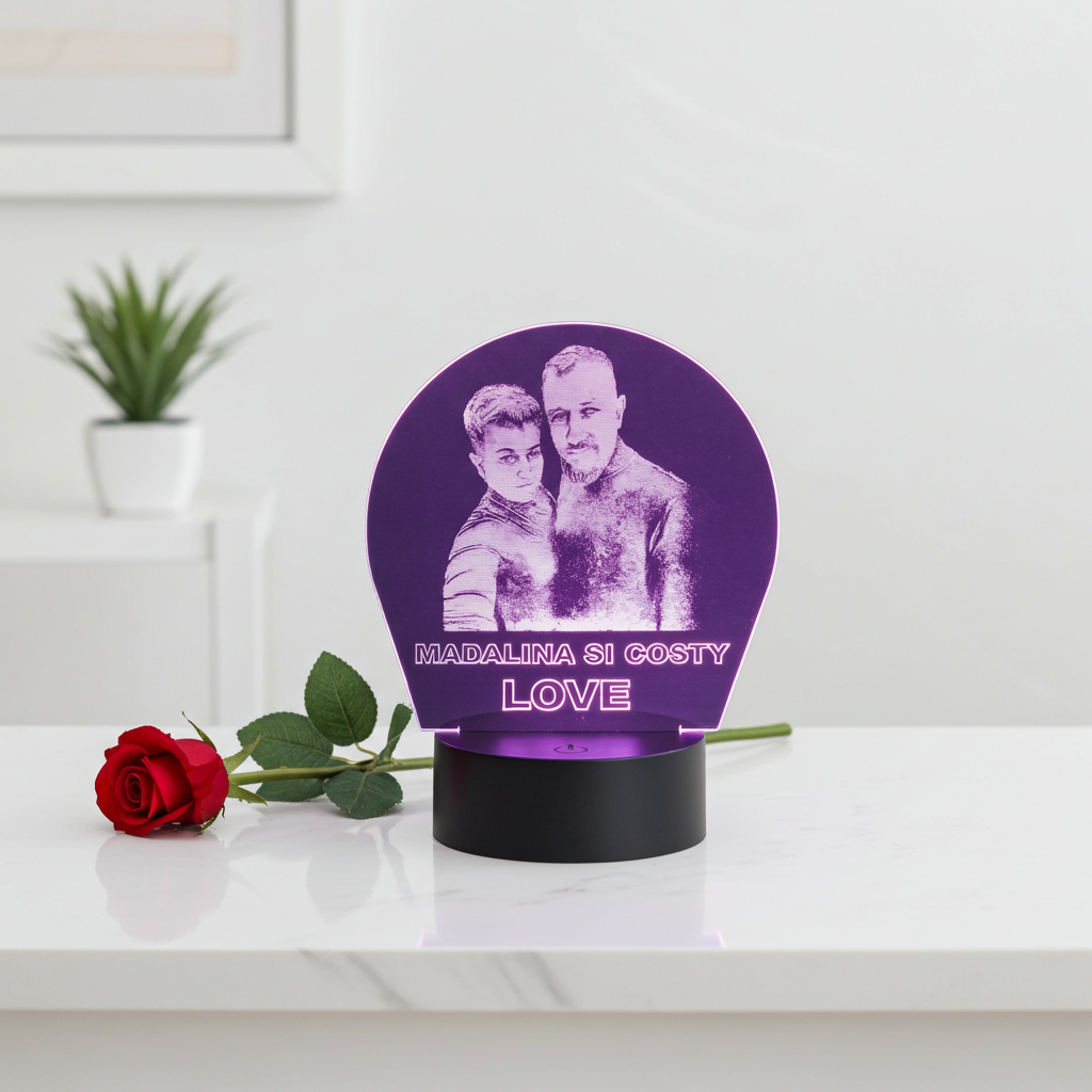 Lampă Led 3D - Cuplu + Mesaj Personalizat