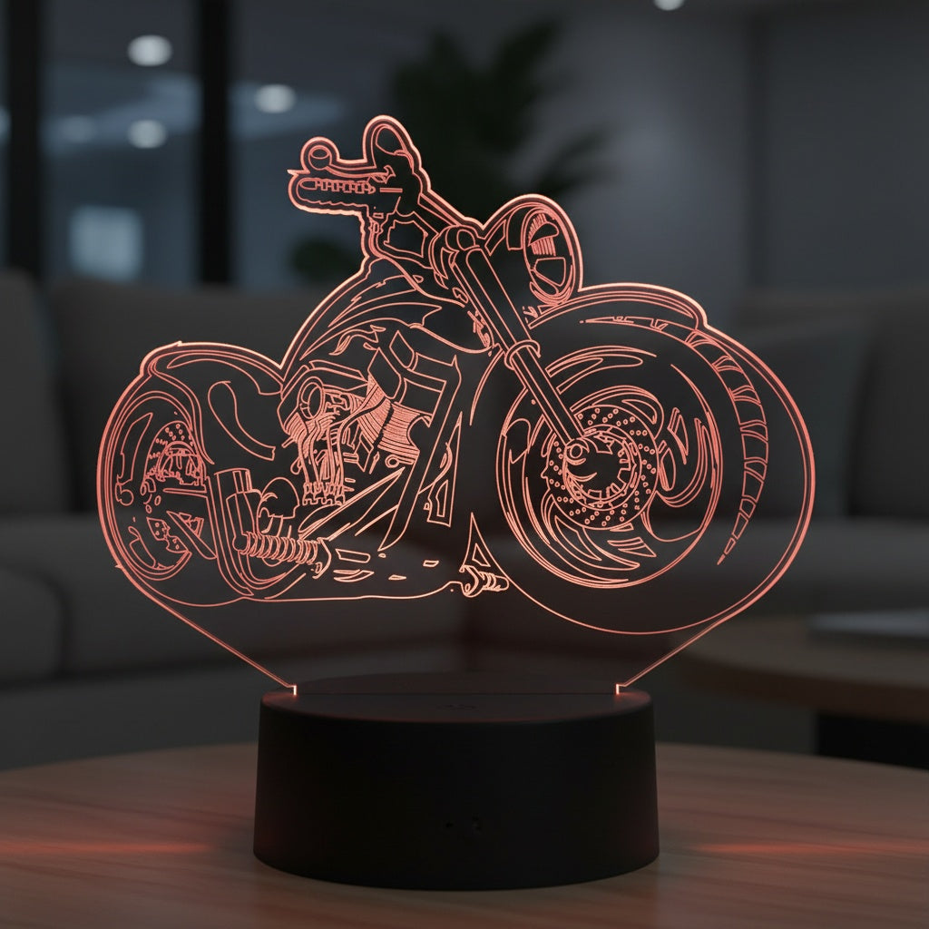 🏍️ Lampă LED 3D – Motorcycle Passion