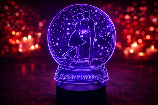 Lampă LED 3D Cuplu Îndrăgostit Personalizată – Nume Gravabil, Lumină LED Romantică