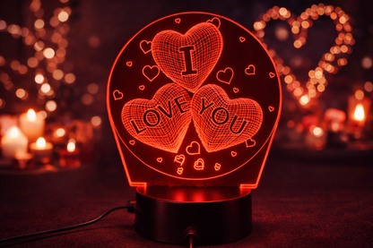 Lampă LED 3D „I Love You” – Iluminare Multicolor  Cadou Romantic