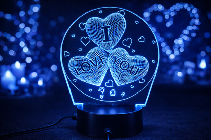 Lampă LED 3D „I Love You” – Iluminare Multicolor  Cadou Romantic