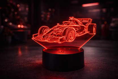 Lampă LED 3D Mașină de Formula 1 – Iluminare Multicolor Design Racing