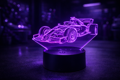Lampă LED 3D Mașină de Formula 1 – Iluminare Multicolor Design Racing