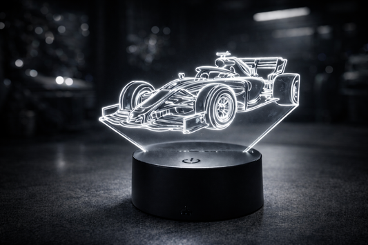 Lampă LED 3D Mașină de Formula 1 – Iluminare Multicolor Design Racing