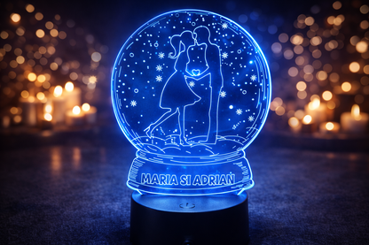 Lampă LED 3D Cuplu Îndrăgostit Personalizată – Nume Gravabil, Lumină LED Romantică