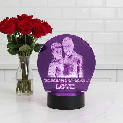 Lampă Led 3D - Cuplu + Mesaj Personalizat
