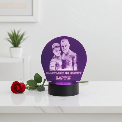 Lampă Led 3D - Cuplu + Mesaj Personalizat