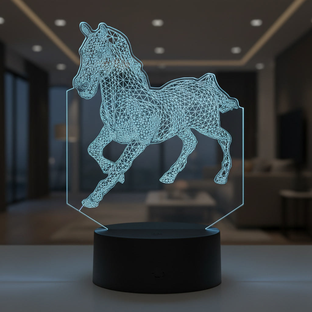 Lampă LED 3D Cal – Design Wireframe Elegant, Iluminare Multicolor, Decor Premium