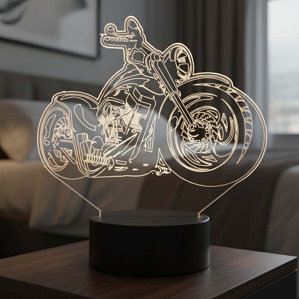 🏍️ Lampă LED 3D – Motorcycle Passion