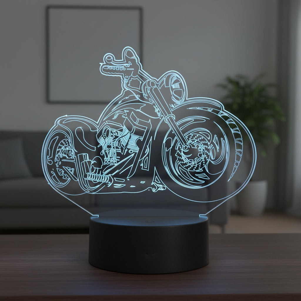🏍️ Lampă LED 3D – Motorcycle Passion